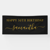 ブラックとゴールドの30歳の誕生日女性らしいサイン名 横断幕 (横)