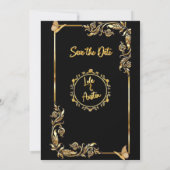 ブラックとゴールドの3Dテキストエフェクト　結婚式のご案内 招待状 (裏面)