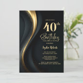 ブラックとゴールドの40歳の誕生日パーティー 招待状 (スタンド正面)