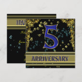 ブラックとゴールドの5周年パーティー 招待状 (正面/裏面)