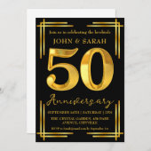 ブラックとゴールドの50周年パーティー招待状 招待状 (正面/裏面)