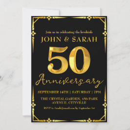 ブラックとゴールドの50周年パーティー招待状 招待状
