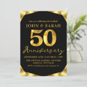ブラックとゴールドの50周年パーティー招待状 招待状 (スタンド正面)