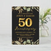 ブラックとゴールドの50周年パーティー招待状 招待状 (スタンド正面)