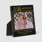 ブラックとゴールドの50周年結婚記念写真 フォトプラーク (正面)