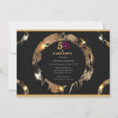 ブラックとゴールドの50歳誕生日パーティー クラシック 招待状 (正面)