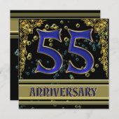 ブラックとゴールドの55周年パーティー 招待状 (正面/裏面)