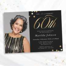 ブラックとゴールドの60歳の誕生日サプライズパーティーの写真