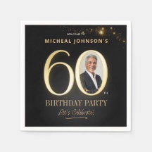ブラックとゴールドの60歳の誕生日 カスタムフォト