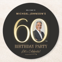 ブラックとゴールドの60歳の誕生日 カスタムフォト