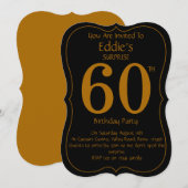 ブラックとゴールドの60歳誕生日パーティー招待状 招待状 (正面/裏面)