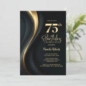 ブラックとゴールドの75歳の誕生日パーティー 招待状 (スタンド正面)