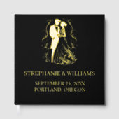 ブラックとゴールド離れフォイルフォト結婚ズ ゲストブック (正面)