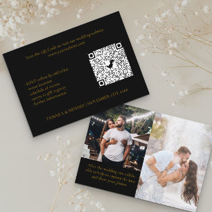 ブラックとゴールド2 フォト オンライン RSVP QRコード 結婚式 エンクロージャーカード