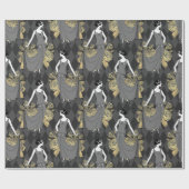 ブラックとゴールド ヴィンテージ パリ アールデコ ラッピングペーパー (フラット)