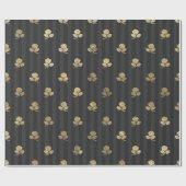 ブラックとゴールド ヴィンテージ パリ フラワーズ ラッピングペーパー (フラット)