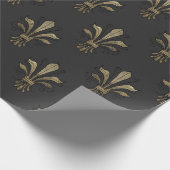 ブラックとゴールド ヴィンテージ パリ フルール ド リス ラッピングペーパー (角)