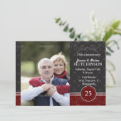 ブラックとシルバーのエレガンス - 結婚25周年 カード (スタンド正面)