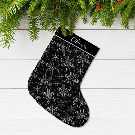 ブラックとシルバーのオーダーメイド ラージクリスマスストッキング