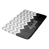 ブラックとシルバーのグリッタープリントシボロンと名前 バスマット (アングル)