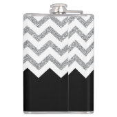 ブラックとシルバーのグリッタープリントシボロンと名前 フラスク (裏面)