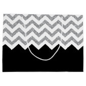 ブラックとシルバーのグリッタープリントシボロンと名前 ラージペーパーバッグ (裏面)