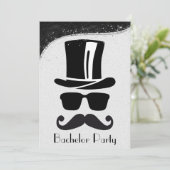 ブラックとシルバーのゲイ バチェラーパーティー招待状 招待状 (スタンド正面)