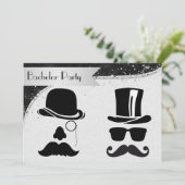 ブラックとシルバーのゲイ バチェラーパーティー招待状 招待状 (スタンド正面)