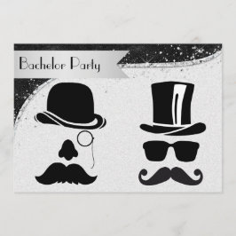 ブラックとシルバーのゲイ バチェラーパーティー招待状 招待状