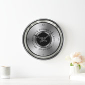 ブラックとシルバーのサークル ラージ壁時計 (ホーム)