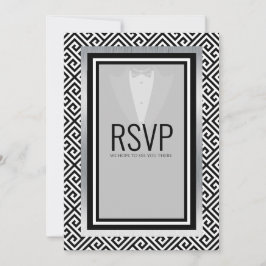 ブラックとシルバーのタキシード バチェラーパーティー オーダーメイド 案内状