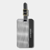 ブラックとシルバーのメタル ラゲッジタグ (正面縦)