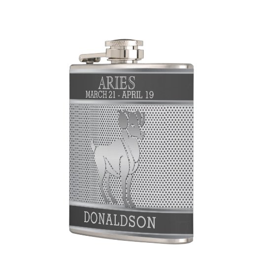 ブラックとシルバーのメッシュフラスコの牡羊座 フラスク (左)