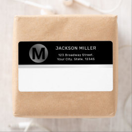 ブラックとシルバーのモダンシンプルモノグラム出荷 ラベル