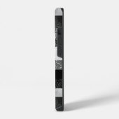 ブラックとシルバーのラメ iPhoneケース (左側面)