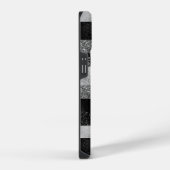 ブラックとシルバーのラメ iPhoneケース (右側面)
