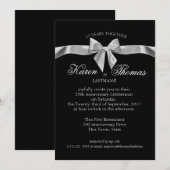 ブラックとシルバーのリボン 50周年 招待状 (正面/裏面)
