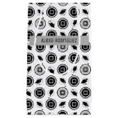 ブラックとシルバーの卒業帽のパターン スモールペーパーバッグ (正面)