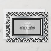 ブラックとシルバーの独身パーティー感謝カード サンキューカード (正面)