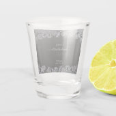 ブラックとシルバーの花のゴシックバチェロレッテパーティー ショットグラス (裏面)