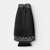 ブラックとシルバーの花のゴシックバチェロレッテパーティー ボトルクーラー (裏面)