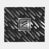 ブラックとシルバーの金属抽象芸術 フリースブランケット (正面(横))