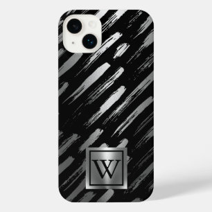 ブラックとシルバーの金属抽象芸術 iPhone 14 PLUSケース