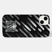 ブラックとシルバーの金属抽象芸術 iPhoneケース (裏面横)