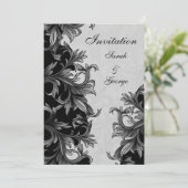 ブラックとシルバーグレーの華やかな結婚式 招待状 (スタンド正面)