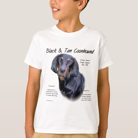 ブラックとタンのコンハウンドの歴史 Tシャツ (正面)