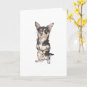 ブラックとタンのチワワ、ユーモア溢れる犬の誕生日カード カード (黄色い花)