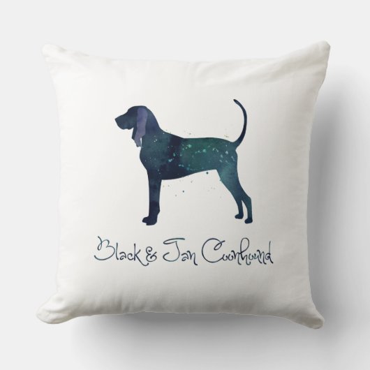 ブラックとタンコンハウンドウォーターのシルエット クッション (正面)