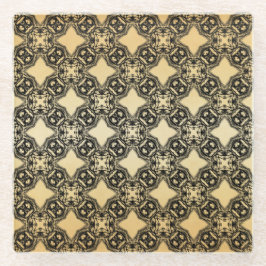 ブラックとタンダイヤモンドチェーンパターンガラスコースター ガラスコースター