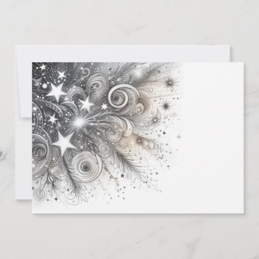 ブラックとターコイズのキンセアニェラの女の子 招待状 (裏面)